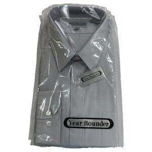 Year Rounder Mens Dress Shirt 16.5 32/33 Single Needle Tailoring Light Gray